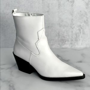 Mango Leather Western Ankle Boots